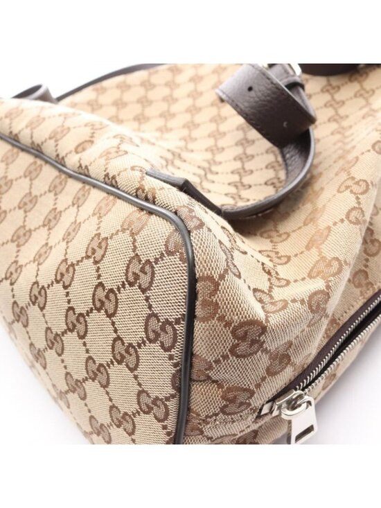 Gucci Backpack Beige Dark Brown Canvas Leather main image 6